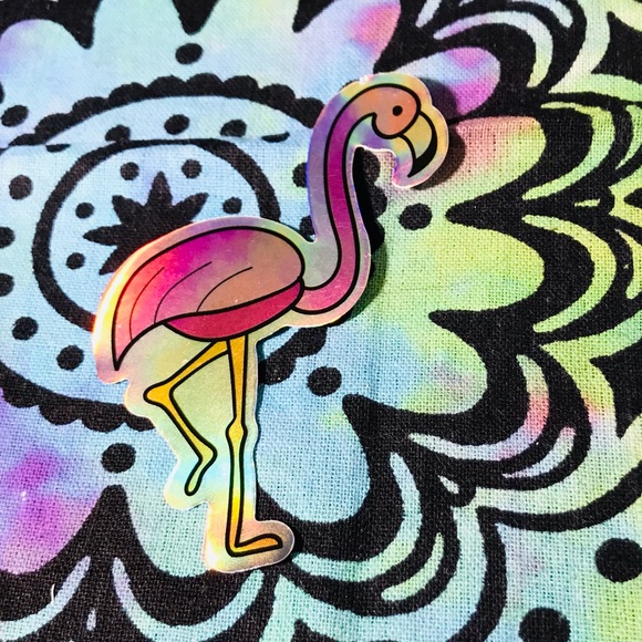 Flamingo Metallic Prismatic Reflective Single Decor Sticker - Picture 3 of 11